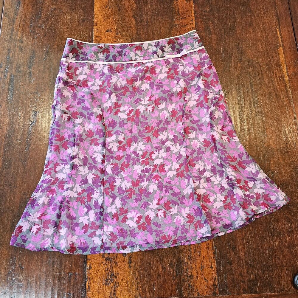 LIZ CLAIBORNE Skirt Sz 12 floral chiffon skirt size 12 pink purple flowy a line